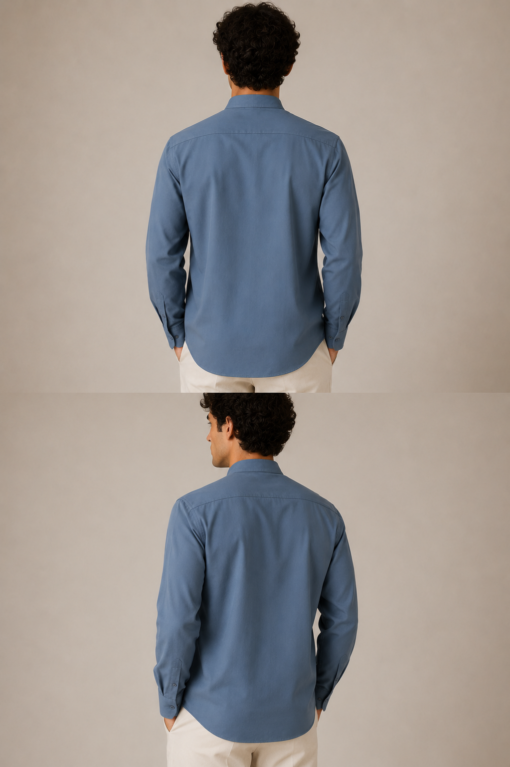 Camisa Clásica Cuello Cadete con Cubre Botón