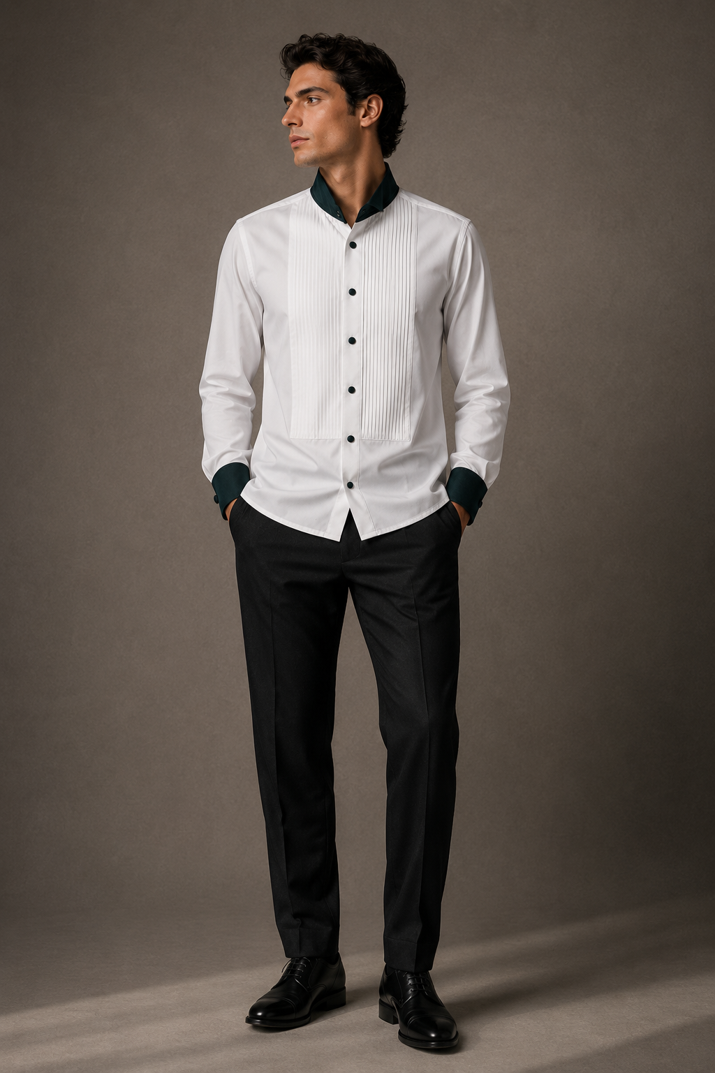 Camisa Smoking Cuello Cadete