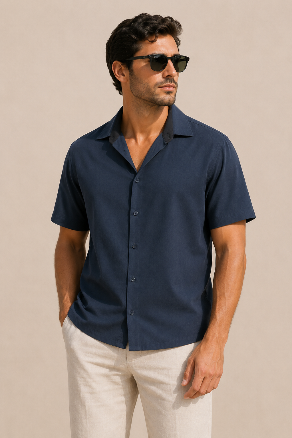 Camisa Manga Corta Con Cubre Botón