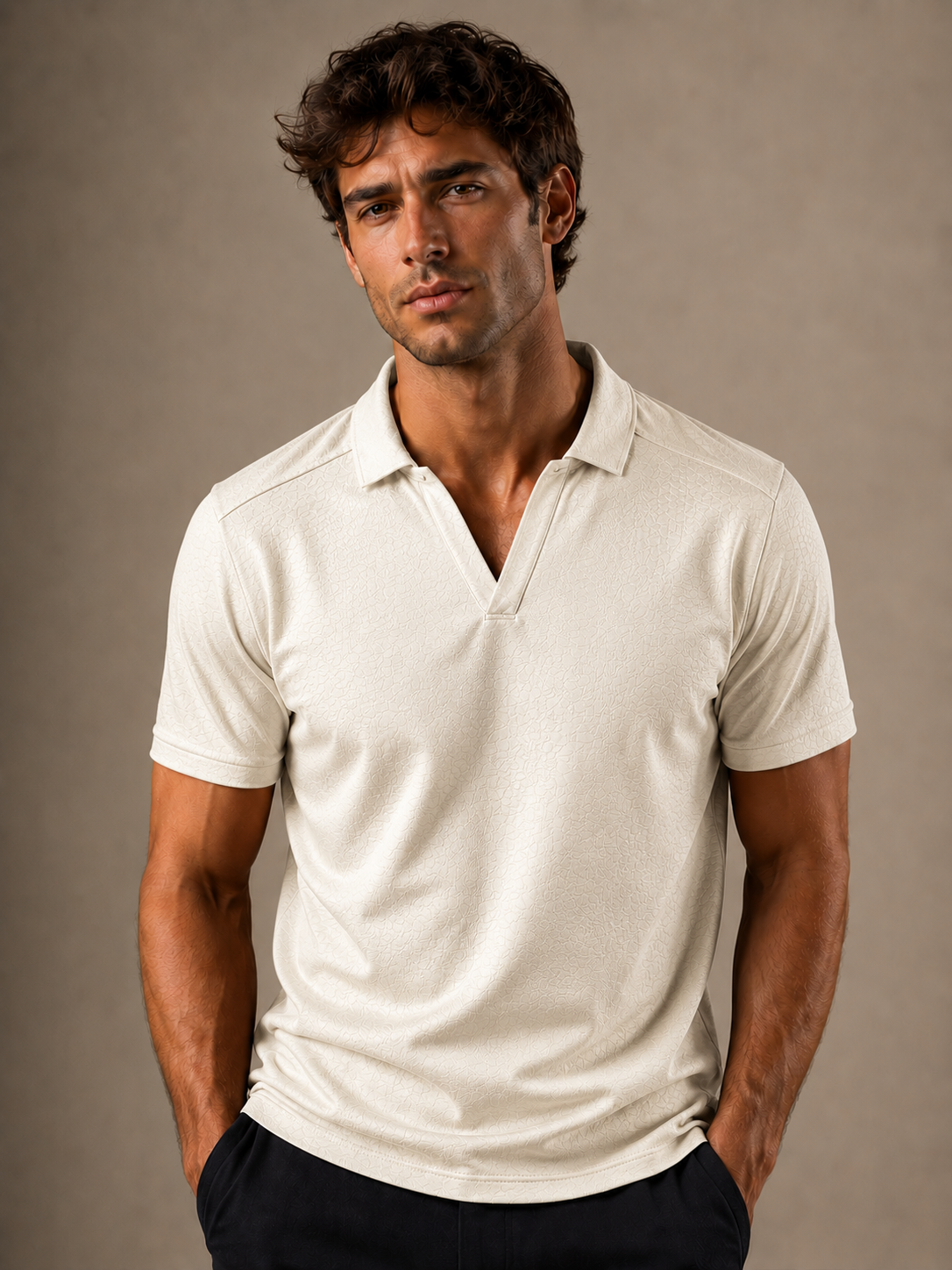 Polo cuello V cerrado